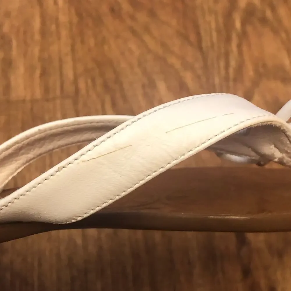 Kate Spade White Charles Vacchetta Leather Slip On Thong Sandals Size 8